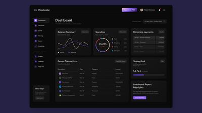 Mockup de Panel de Control Financiero