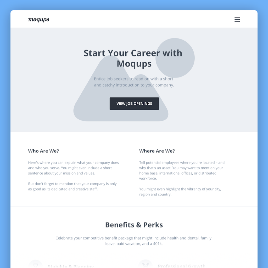 Career Page Wireframe Template Career Page Wireframe Template